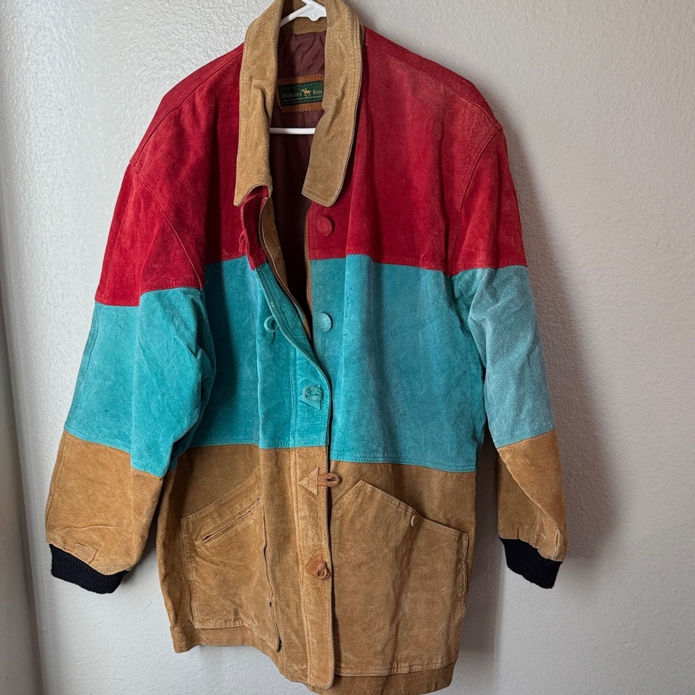 Teal, Tan and Red Jacket/Coat